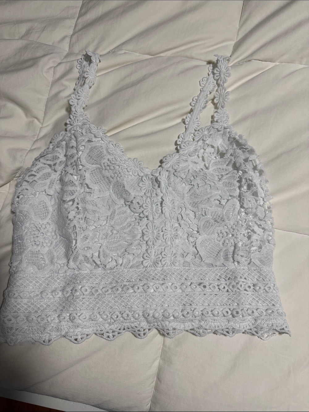 SHEIN White Floral Lace Bralette Tank Top